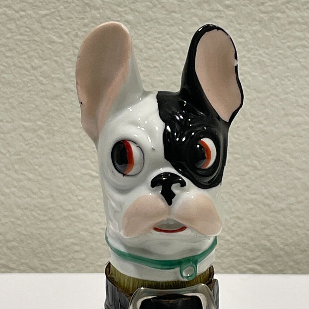 VINTAGE FRENCH BULL DOG Whisk Brush 1920s Genuine Porcelain #8575 Germany - Picture 2 of 14